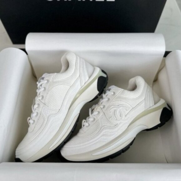 Classic White Chanel Designer Trainers - Picture 3 of 7